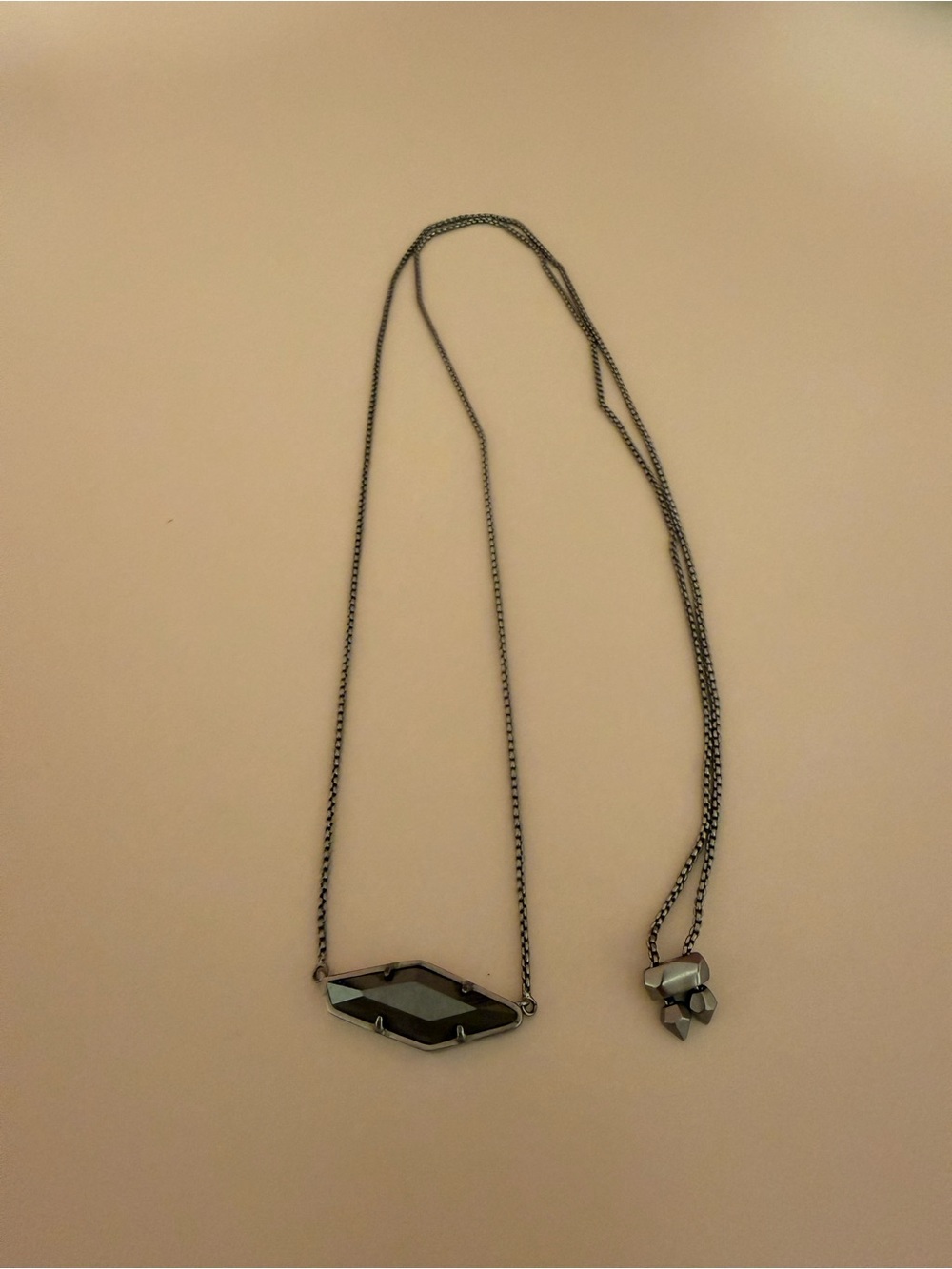 Kendra Scott Hematite Geometric Pendant Necklace - Gunmetal Chain